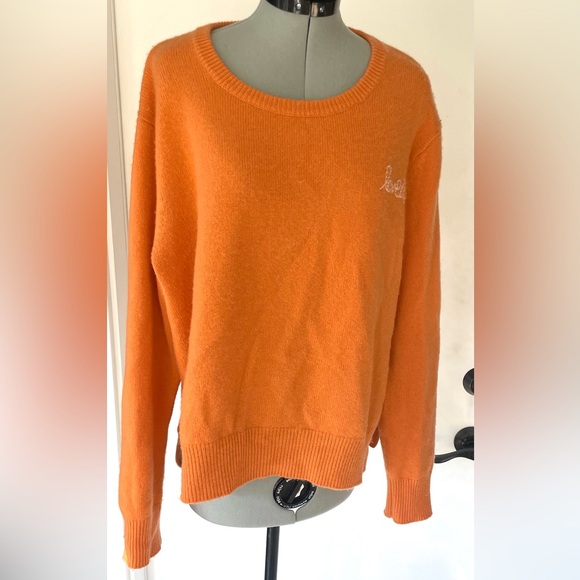 Kerri Rosenthal “loved” Cashmere Sweater, Heart elbow Patches, Pumpkin, XL, GUC - Picture 7 of 12